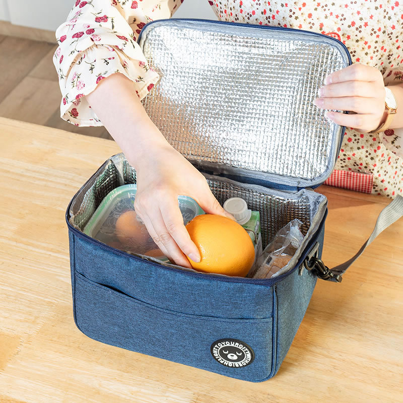 Picture of Lunch Box Handbag Square Insulation Bag Aluminum Foil Thickened Lunch Bag Large Capacity picnic bag for office workers and students with meals