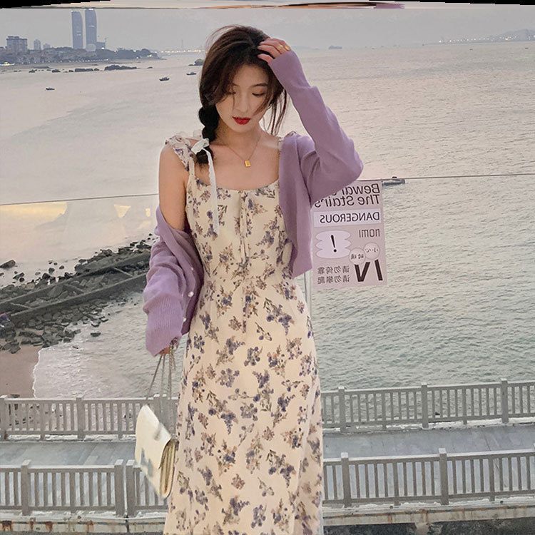 Cross-border 2021 new summer gentle temperament first love dress fairy French chiffon floral dress dress