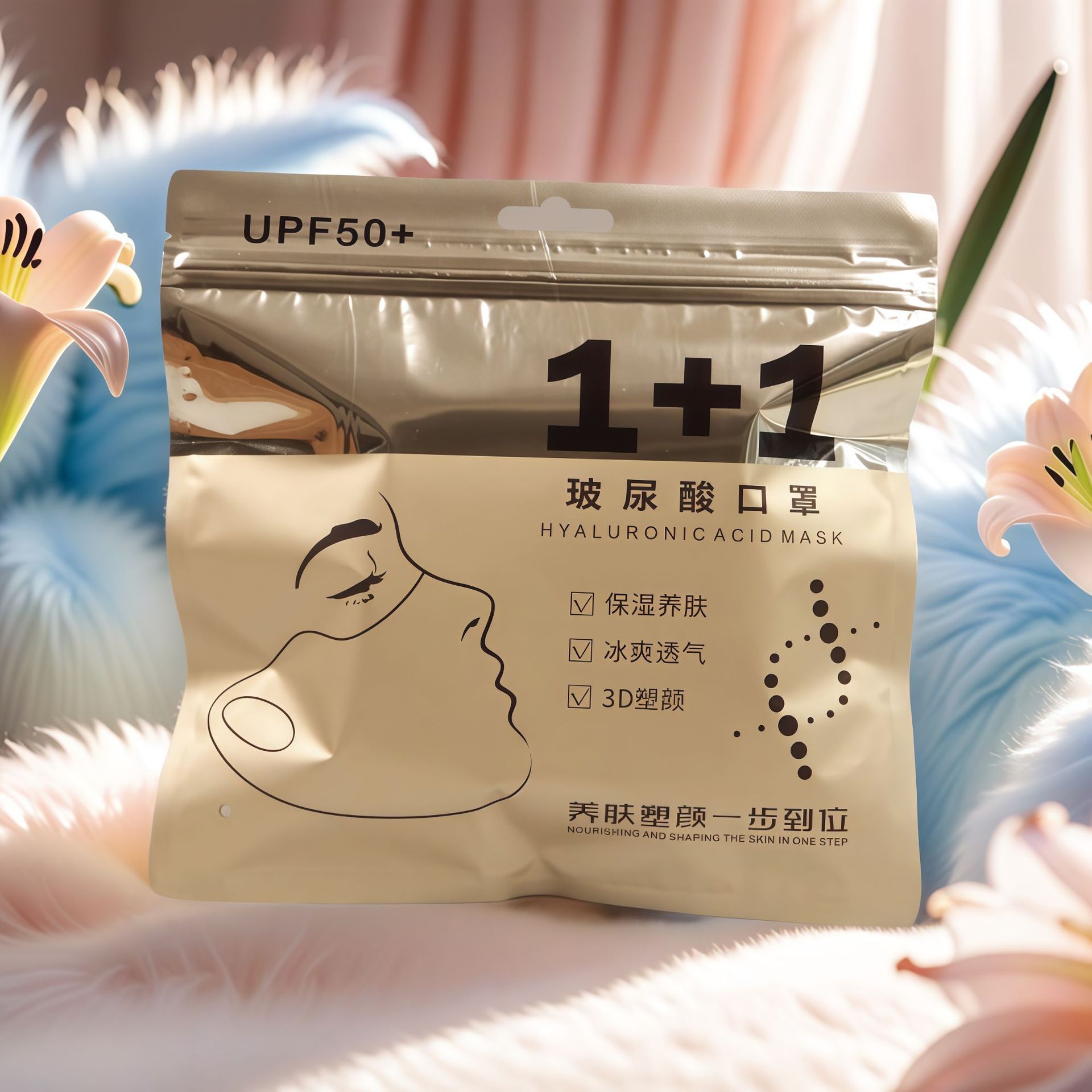 Hyaluronic Acid Mask Packaging Bag 3D Stereo Mask Self-sealing Bag UPF50 Sunscreen Mask 1 1 Transparent Bag in stock