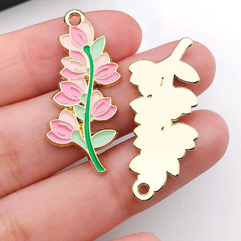 Picture of Mix 10 Botanical bouquet of lily orchid sunflower carnation alloy pendant DIY bracelet jewelry accessories pendant