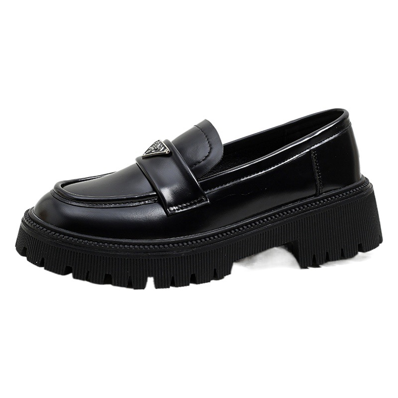 668-33 Huidong Yixinda First Sight in Autumn ~ Round-Toe Platform Thick-Soled Loafers Women's Small Leather Shoes