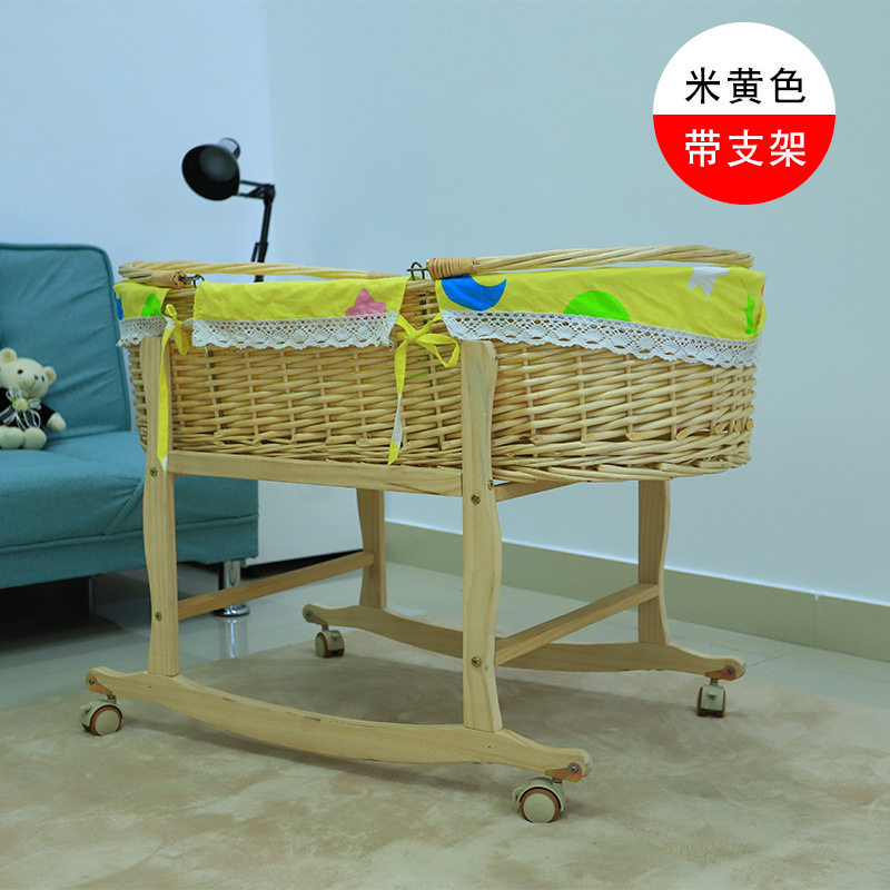 Picture of Rattan baby bassinet bed car comfort sleeping basket baby bed newborn portable carrycot solid wood cradle cradle nest