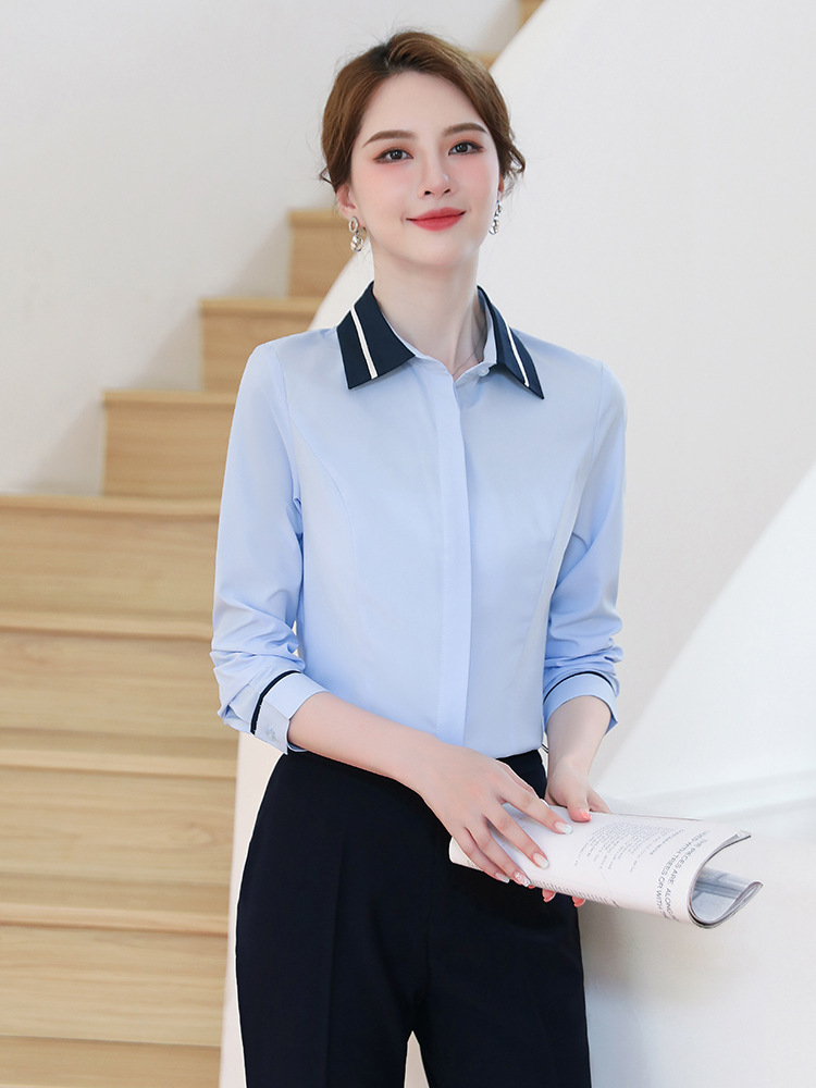 Autumn and Winter New 2022 Cotton Shirt Women's Long-sleeved Korean-style Slim-fit Professional Work Clothes Anti-running Dark Button Top Clothes