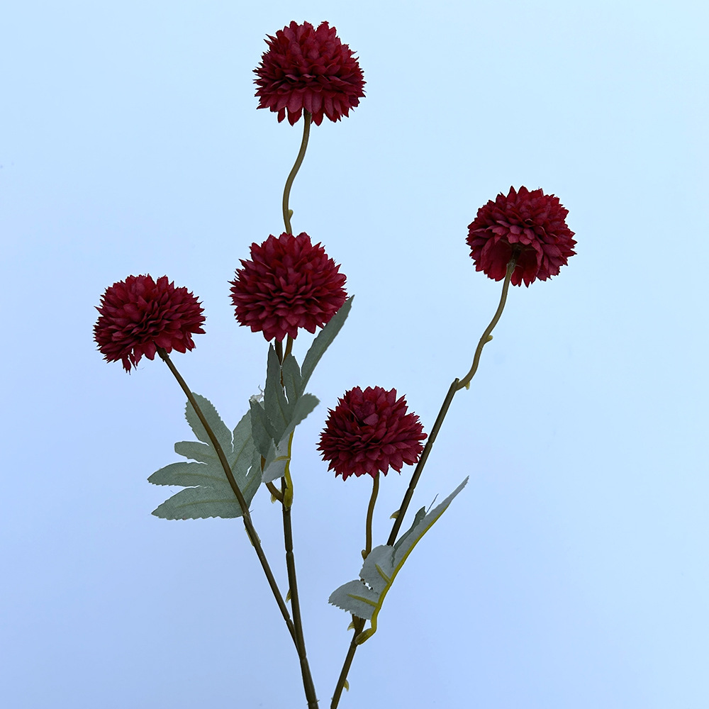 Picture of Simulation of 5 autumn dandelion ball chrysanthemum 5 small onion ball wedding home decoration bouquet soft photography props pu