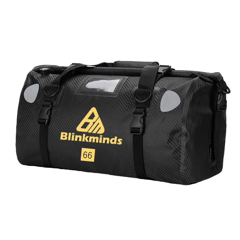 Picture of Modified strap pvc yellow night reflective horizontal bag outdoor camping riding pack waterproof motorcycle tail bag