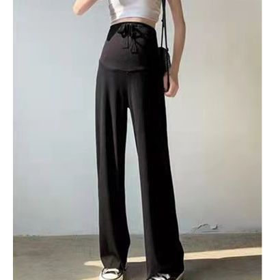 Picture of Pregnant women's pants spring and autumn outer wear ice silk wide-leg pants summer thin drape plus size straight trousers pregnant women's clothes summer