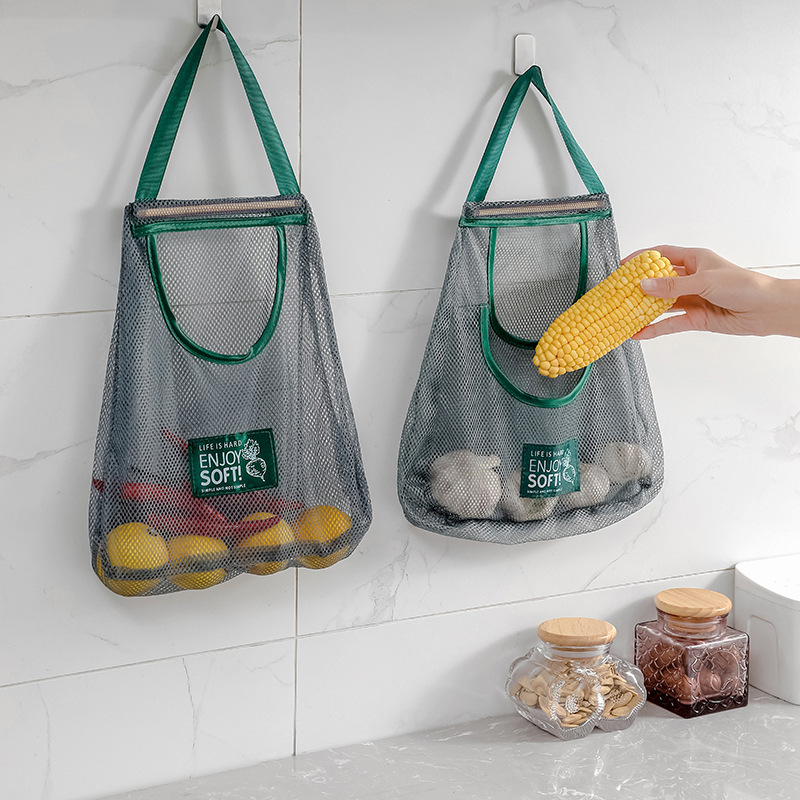 Picture of Fruit and Vegetable Ginger Garlic Hanging Bag Kitchen Storage Bag Moisture-proof Hanging Bag Net Bag Hanging Bag Wall Hanging Hollow Breathable Storage Artifact