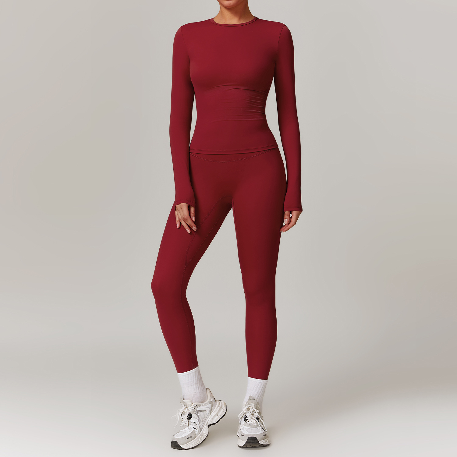 Picture of Zechuang European and American tight brushed yoga suit quick-drying workout clothes winter outdoor running sports suit female 8519