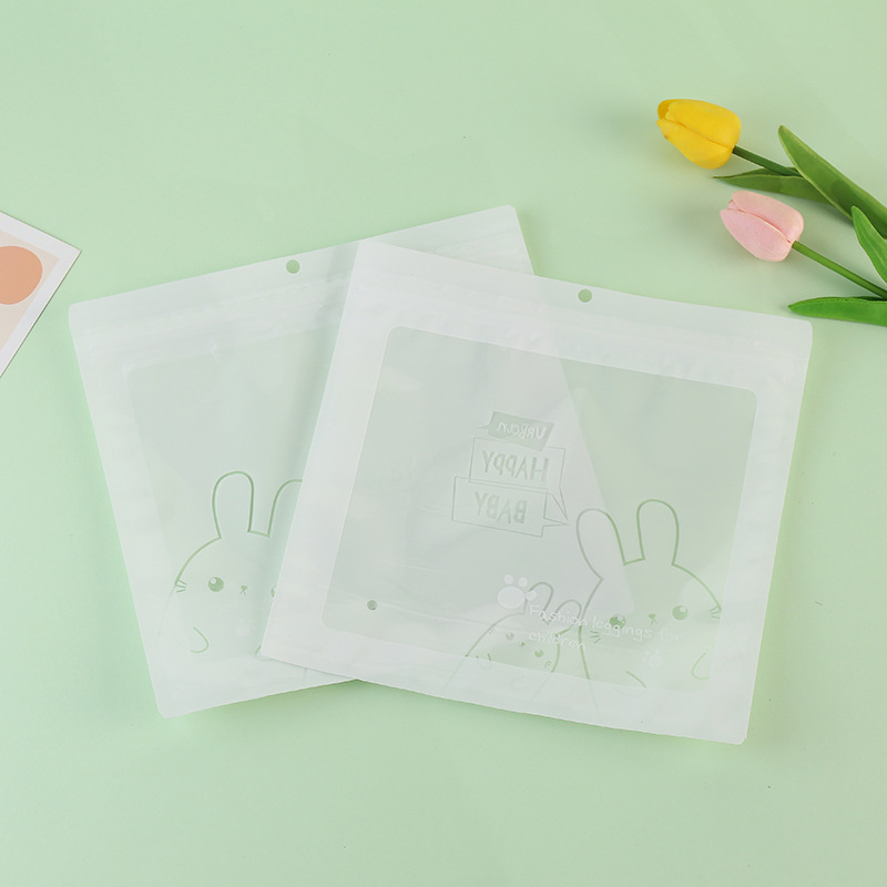 Children's mask packaging bag pet cute white cartoon rabbit printing double-sided bright film transparent sealed bag wholesale