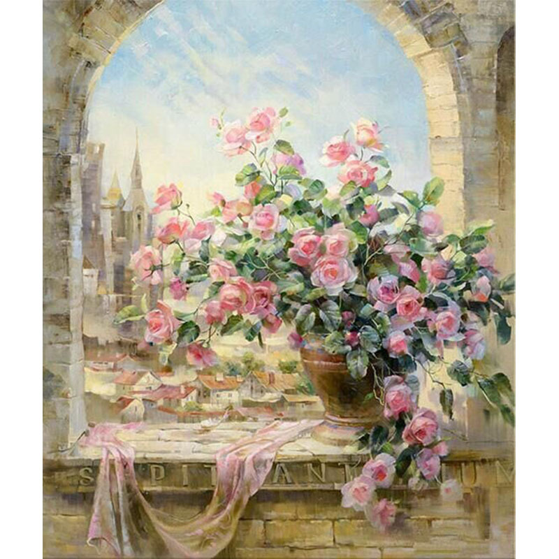 Picture of Cross-border digital oil painting wholesale frameless flower 4050 Amazon wish paint factory entrance