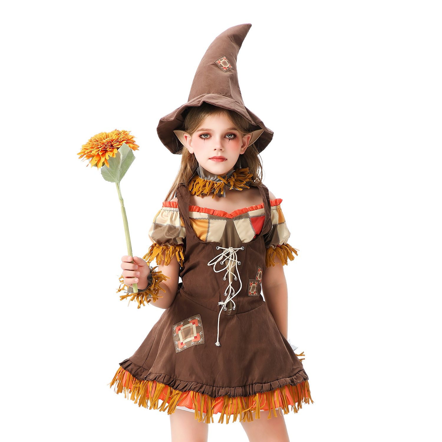 Halloween Kids Costume Funny Dress Up Scarecrow Pastoral Farm Dress Up Girls Clown Witch Show Costume