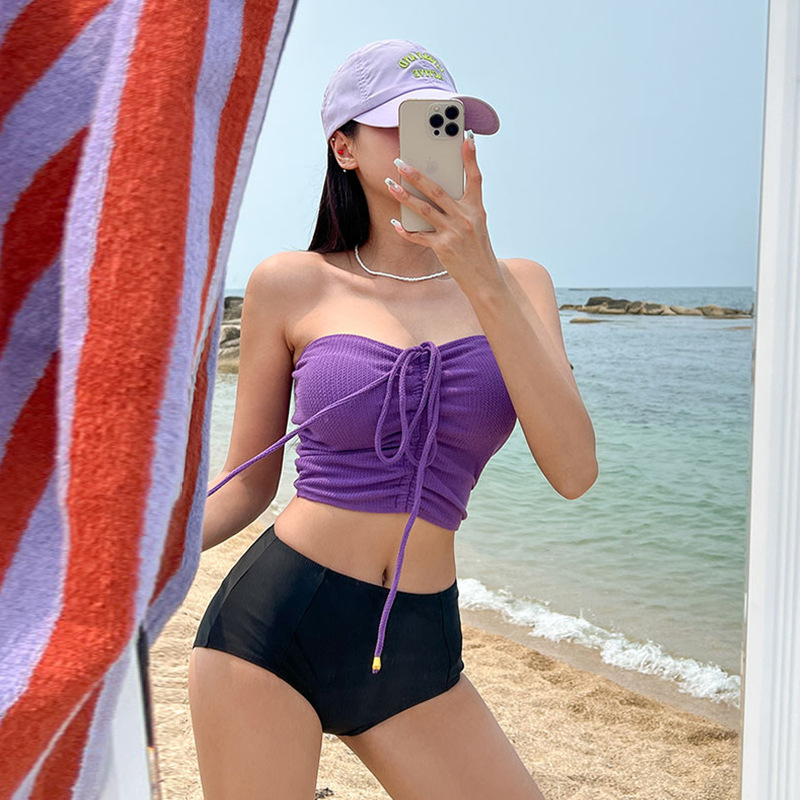 Source factory a generation of sexy hot girls swimsuit chest neck vest small chest split bubble hot spring swimsuit
