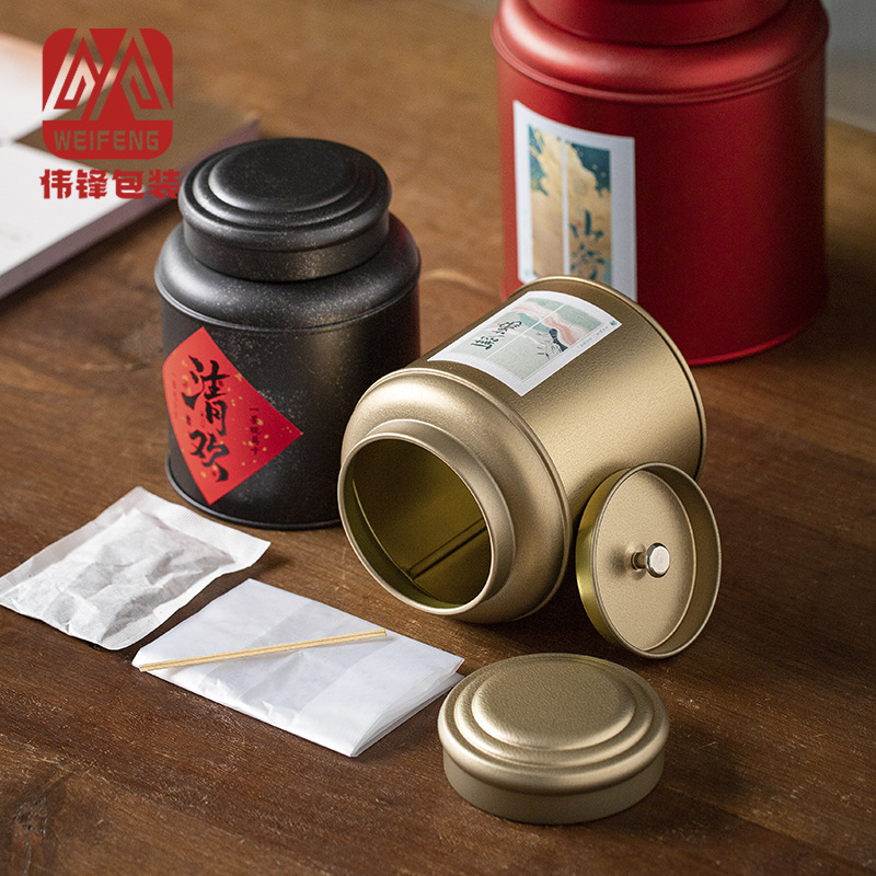 High-end Tea Cans Tinplate Cans Rhyme Series Black Tea Green Tea White Tea Packaging Round Vintage Tea Cans in stock