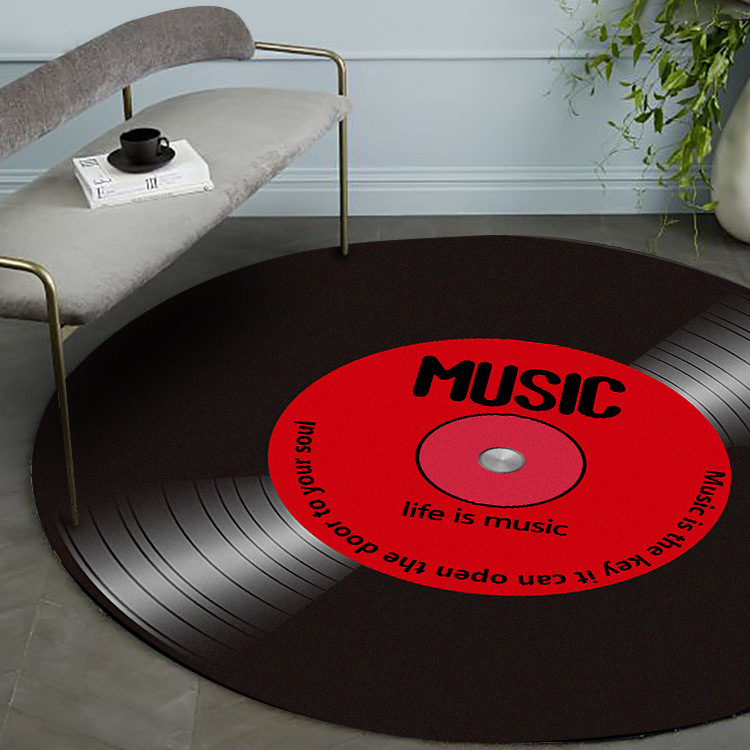 Picture of Cross-border Retro Fashion Personalized Music Vinyl Records Round Non-slip Living Room Bedroom Stool Floor Mat Carpet