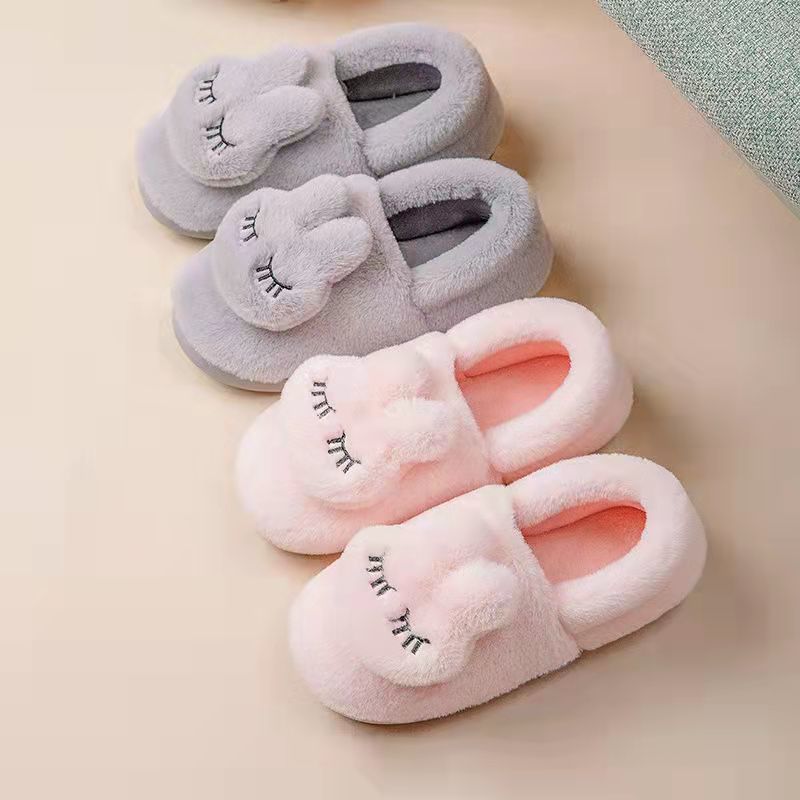 Picture of Women's Cotton Slippers for Winter Home Use, Indoor Plush Non-Slip Warm Slippers for Couples, Winter Closed-Back Cotton Shoes, Plush Men's Slippers