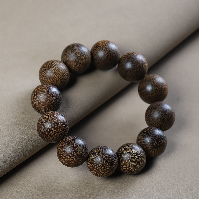 Vietnam Nha Trang Bai Qinan Ailwood 20 Bracelet Submerged Old Material Wen Play Men's and Women's Single Circle Buddha Bead Bracelet