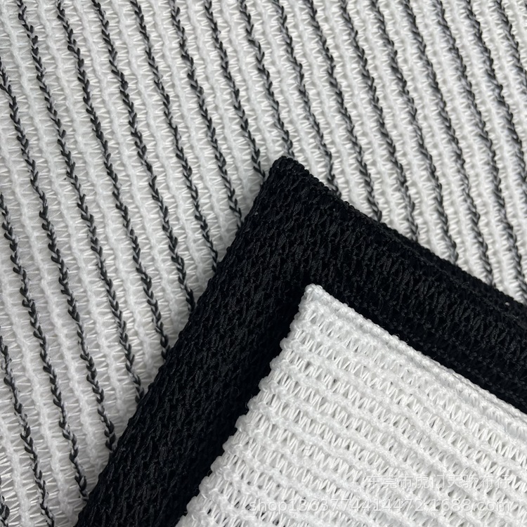 In stock supply hard yarn-dyed mesh polyester mesh with black and white and black and white clothing fabric