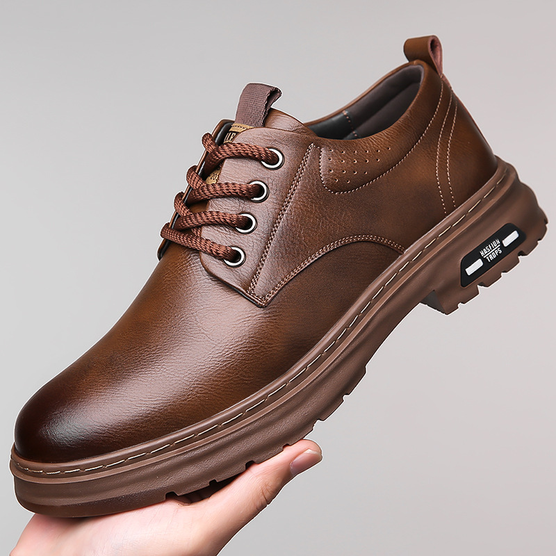 Men's leather shoes spring platform casual Derby shoes men's formal wear wedding tooling low-top Martin boots