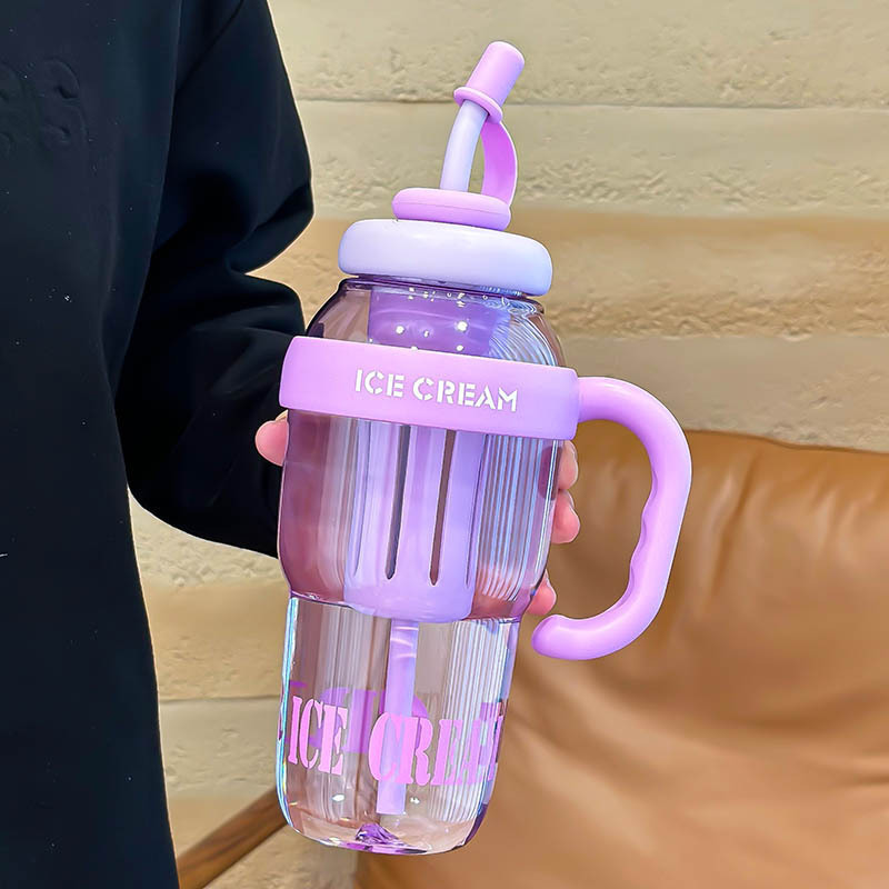 Picture of Net red belly cup high color value large capacity handle cup summer ice cup plastic straw cup 2025 new