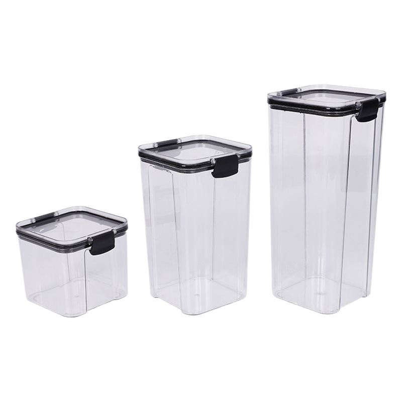 Kitchen Organization and Storage Dust-Proof Grain Storage Square Buckle Storage Plastic Transparent Food-Grade Sealed Jar