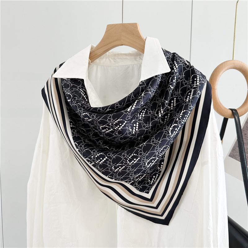 Elegant Light Luxury Silk Twill Silk 14 Mm Large Square Scarf Spring and Autumn New Mulberry Silk Scarf Women's Shawl Scarf