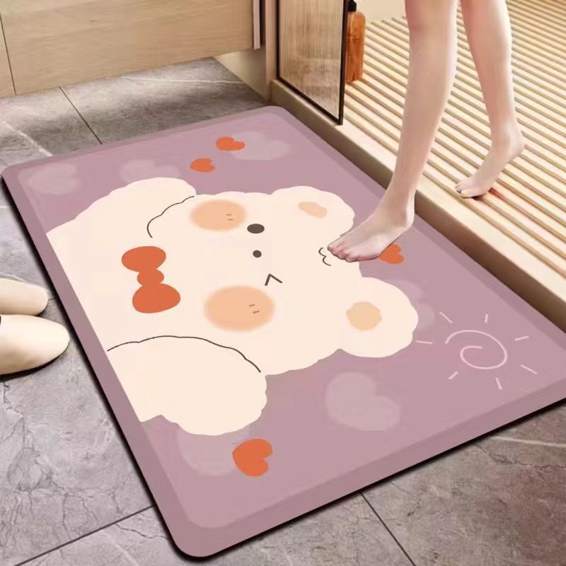 Cartoon bathroom floor mat entrance door absorbent carpet bathroom toilet door mat dirt-resistant wear-resistant tailoring