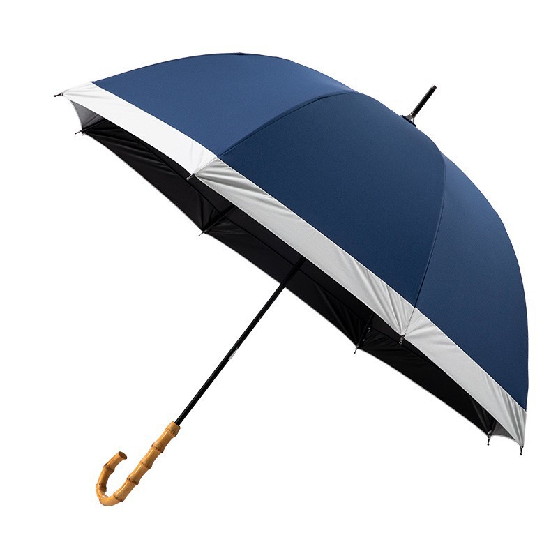 Picture of Large Lace Vinyl Sun Protection Umbrella Anti-Uv Parasol Bamboo Curved Handle Straight Umbrella Manual Sunny Umbrella Wholesale