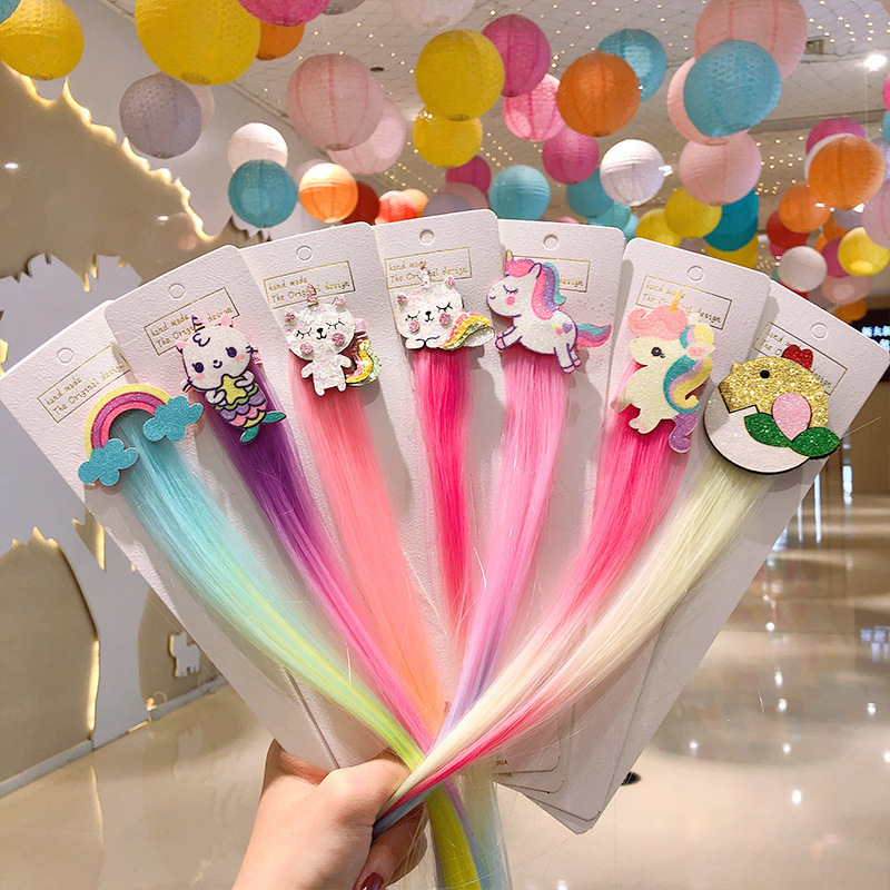 XINCHENYUN children's headdress wig hairpin braid hair color rope girl princess bow hairpin headdress