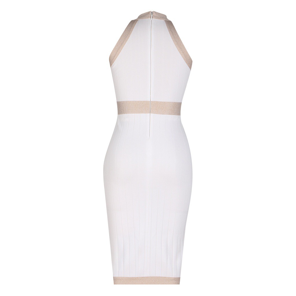 Amazon cross-border e-commerce 2025 new knitted gold stitching metal buckle vest suspenders dress