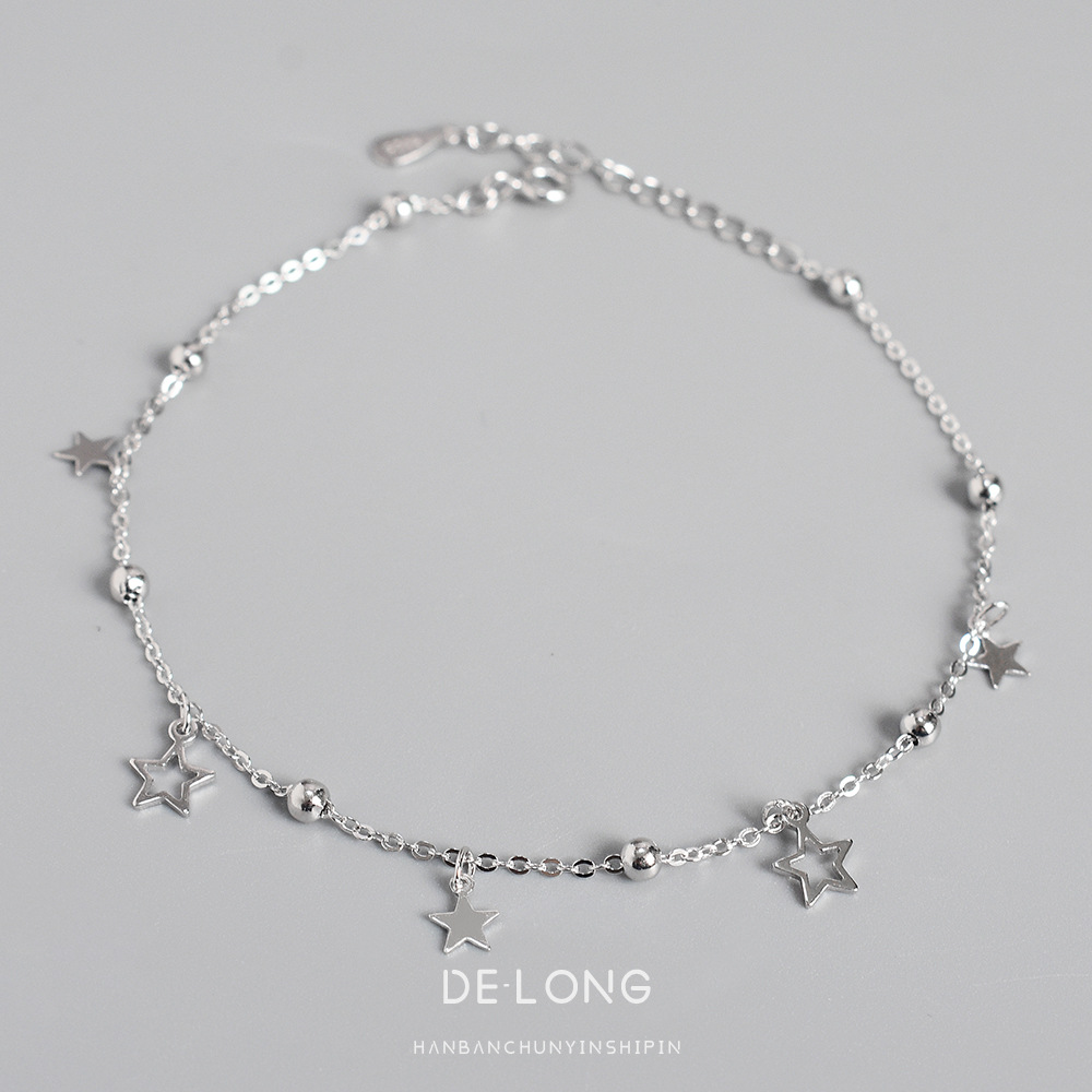 Picture of Personalized Minimalist Bead Five-pointed Star anklet s925 Sterling Silver Simple Women's Star anklet Beach Fashion Jewelry