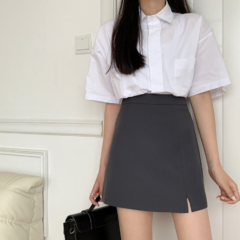 2023 Summer New High Waist A- Line Skirt Women's Covering Spring and Autumn plus size Hip Suit Fabric Black Skirt