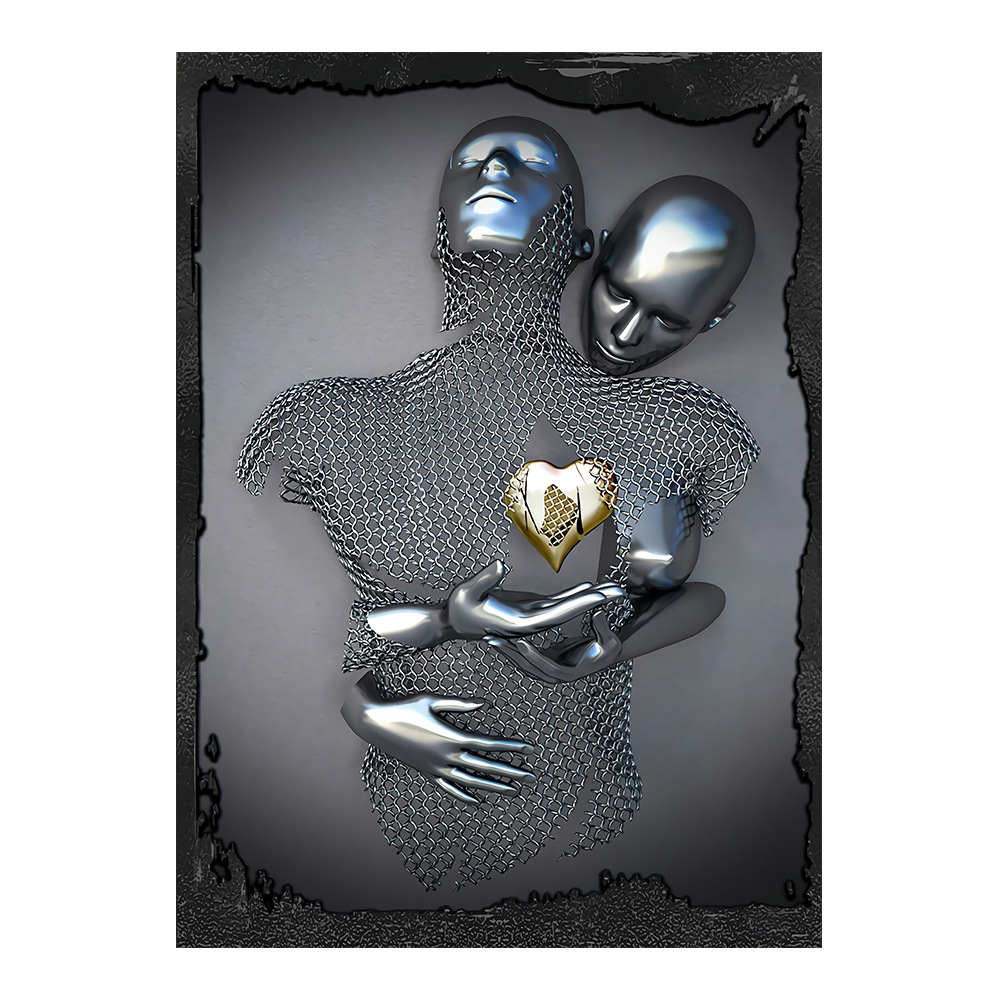 Picture of Scandinavian Home Decoration Canvas Painting Metal Character Statue Poster Hanging Painting Wall Frameless Painting Core Creative Metal