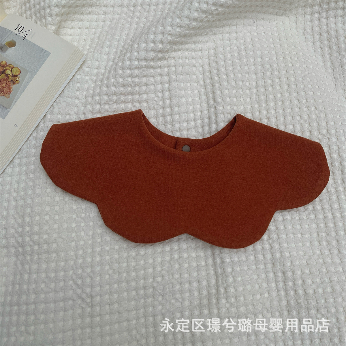 Picture of Korean version of Morandi solid color baby saliva towel cotton petal bib double-sided solid color bib