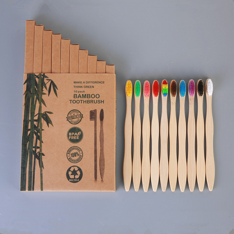 Picture of Children and Adults Disposable 10-Pack 4-Pack Toothbrushes Hotel Bamboo Charcoal Hard Bristles Soft Bristles Bamboo Portable Eco-Friendly Material