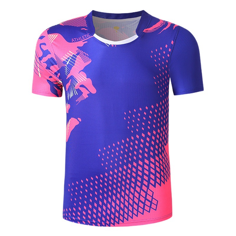 New Badminton Clothing Women's Sports Suit Quick-drying Breathable Tennis Short-sleeved Group-buying Tennis Volleyball Printing Training Clothing