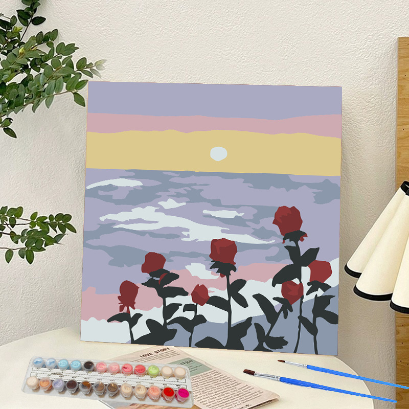 Picture of Digital oil painting landscape Dafen village hand-painted mathematical oil painting coloring painting oil painting flowers flower oil painting wholesale