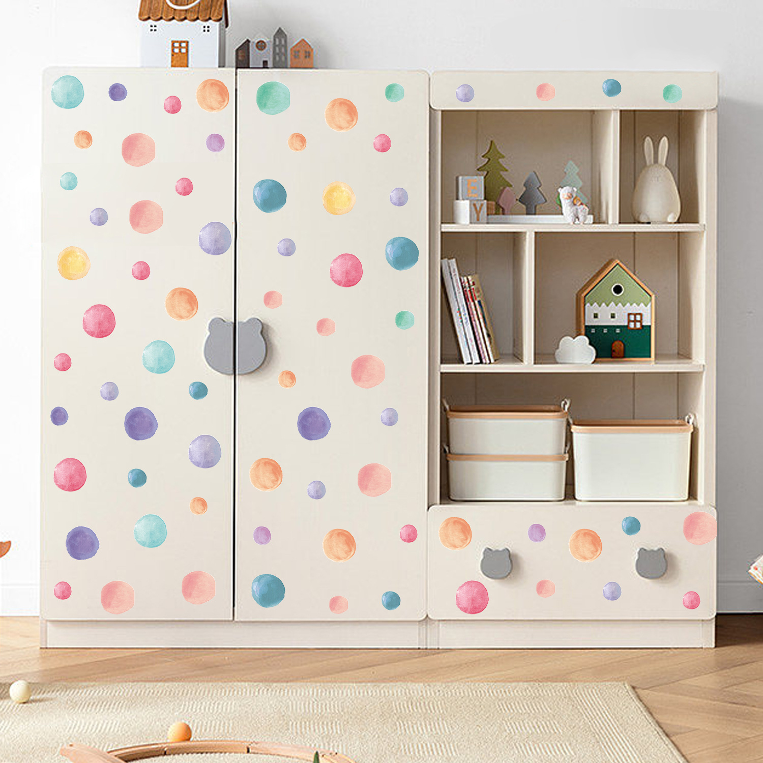 Picture of ins Bohemian Children's Room Wall Decorative Wall Stickers Graffiti Karl Color Wave Dot Kindergarten Sticker pvc