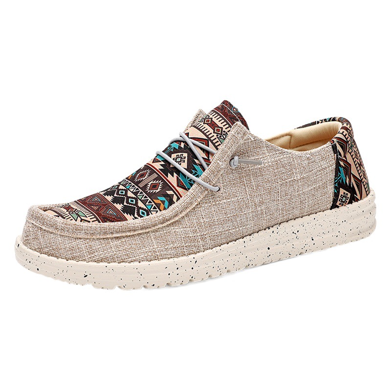 Popular Cross-Border Western Style Temu Bohemian Style Men's and Women's Casual Shoes Canvas Loafers Lightweight Cloth Shoes Fisherman Shoes