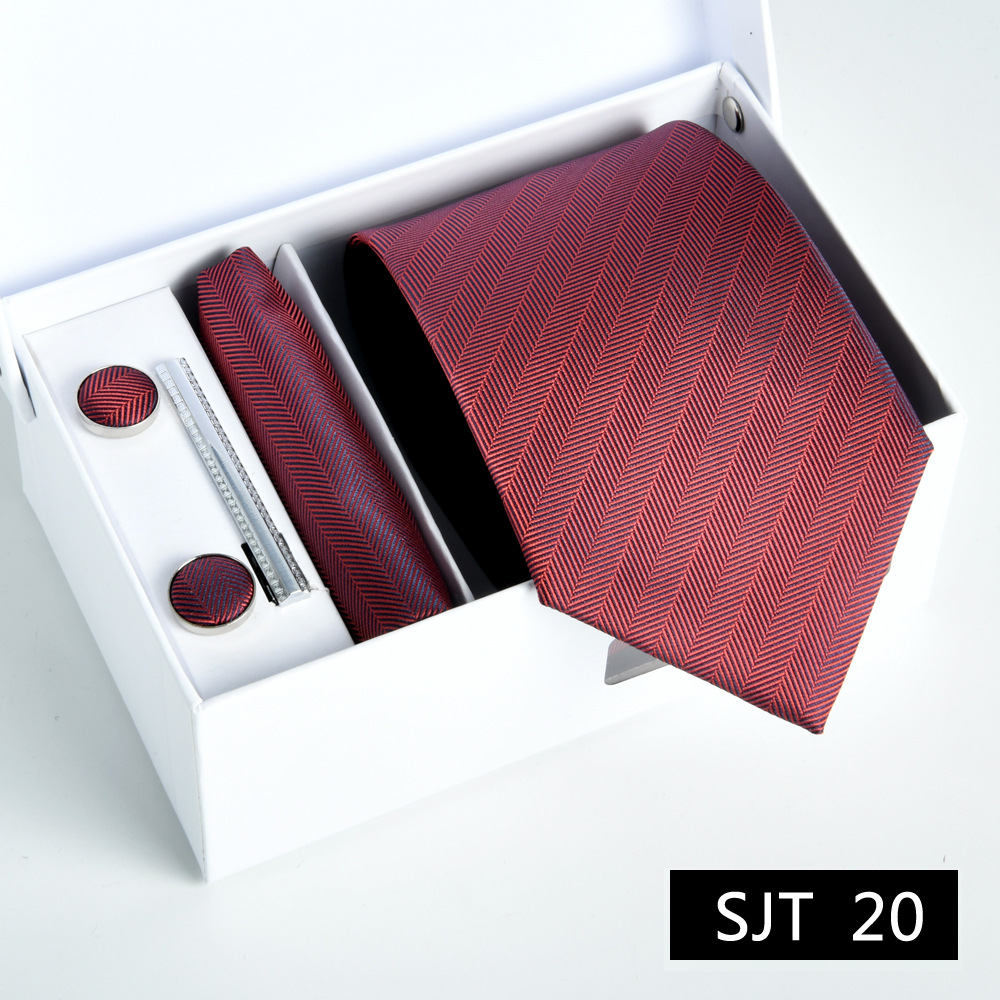 Picture of Tie formal business executive 5-piece gift box wedding = = groom wedding festive wine red in stock new