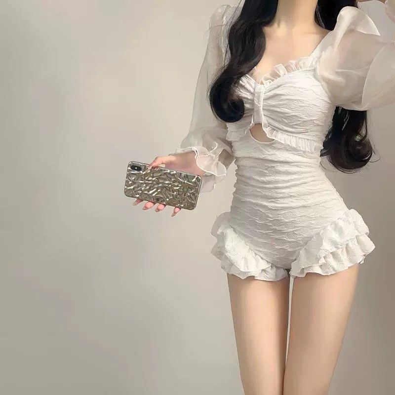 Picture of Pure Desire Wind Soaking Hot Spring Swimsuit Women's High-end Long-sleeved Conservative 2025 New Style Small Chest Gathering Slight Fat Girl's Slimming