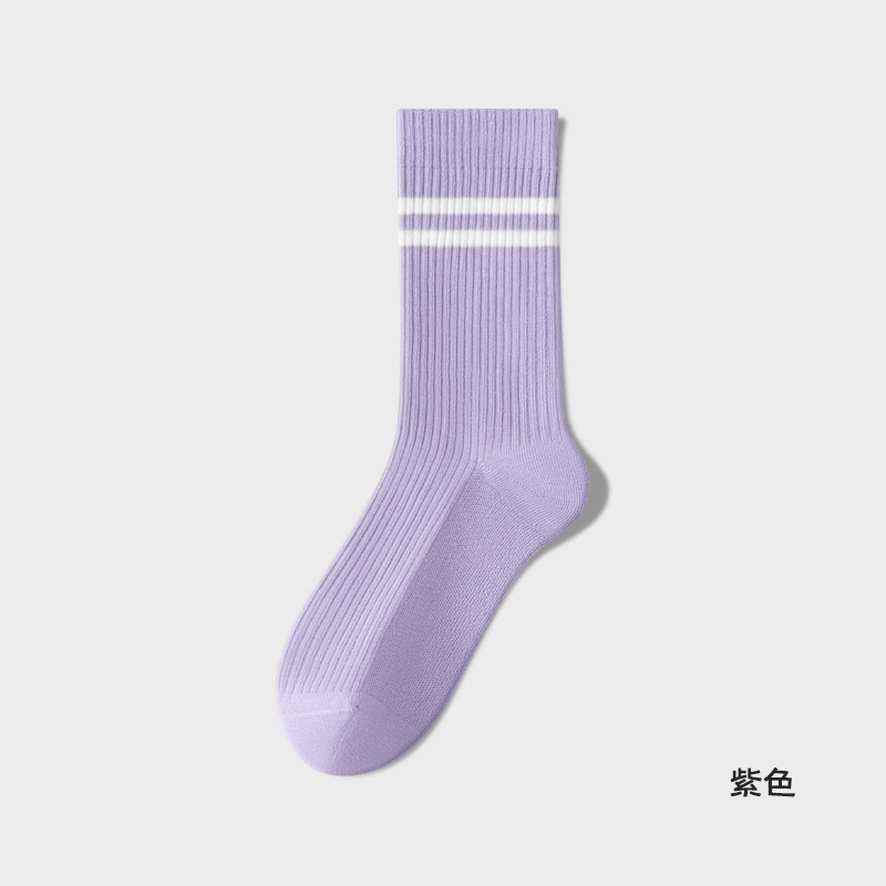 Picture of dopamine socks women's parallel bars mid-tube socks summer thin cotton sweat-absorbent sports socks summer striped boneless stockings