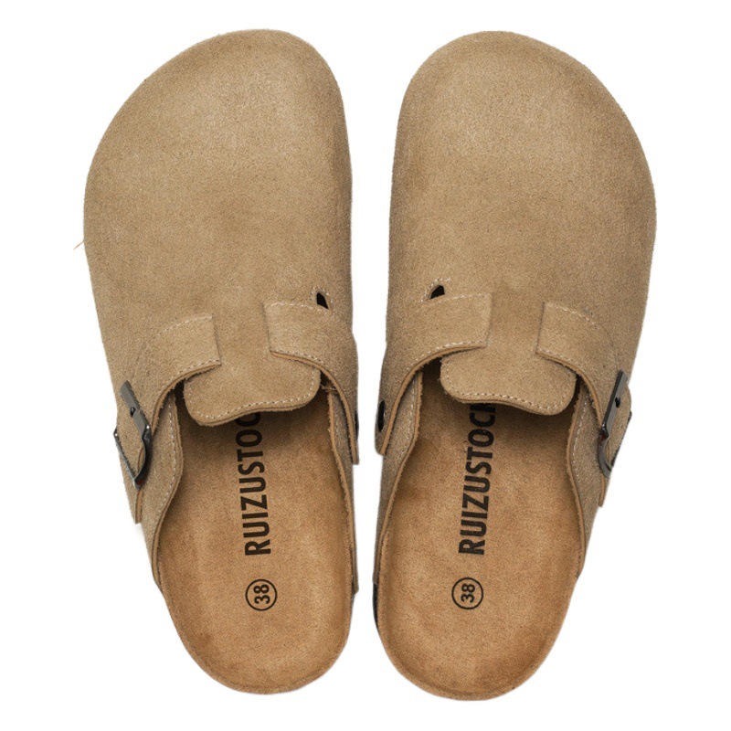 RUIZUSTOCK Autumn and Winter New Men's Cork Slippers Baotou Women's Sandals and Slippers Frosted Neutral Beach Outer Wear