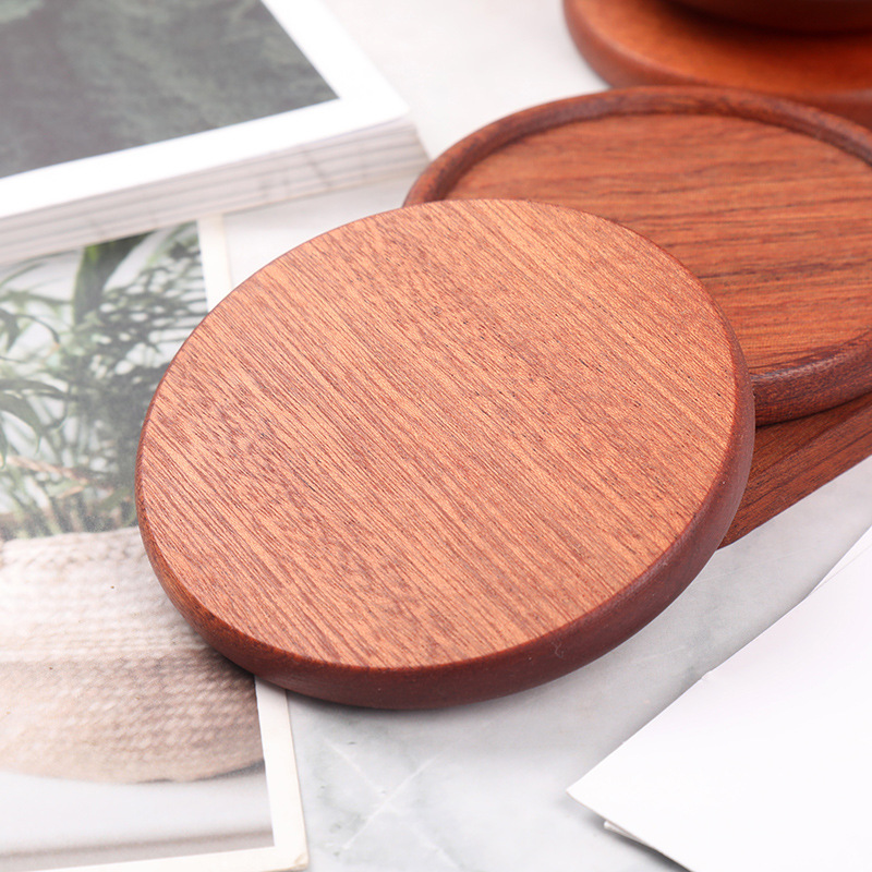 Picture of Creative Wooden Coaster Logo Engraved Fixed Wooden Tea Tray Cup Holder Tea Mat Wooden Tea Holder Japanese Heat Insulation Mat