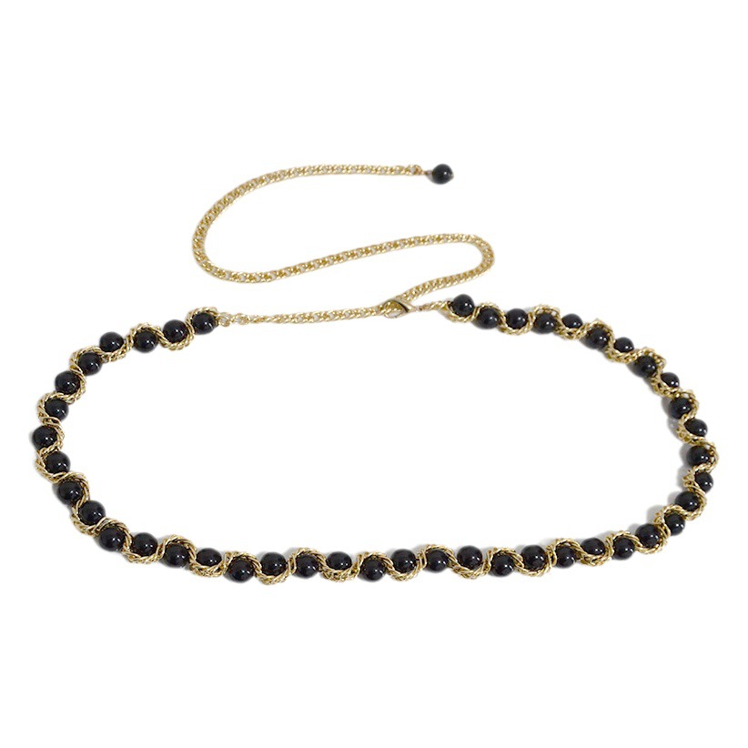 Cross-Border Women's Belt Casual Personalized Pearl Metal Chain Surrounding Decorative Pearl Thin Waist Chain Accessories Ready for Sale