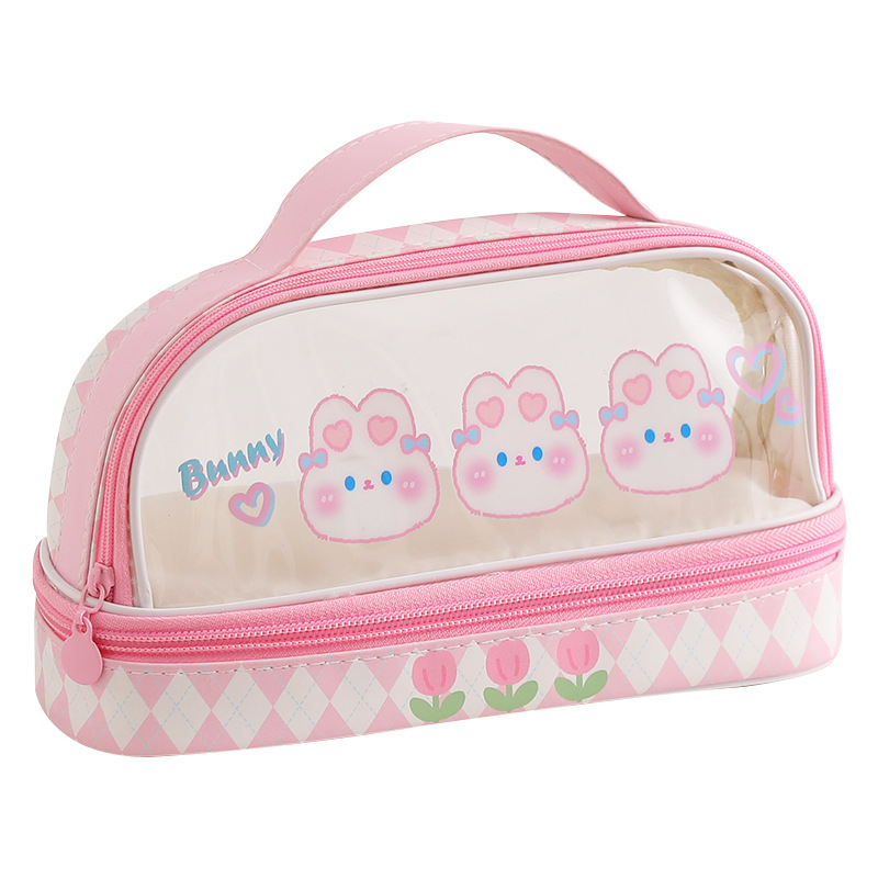 Picture of Opening season large capacity pencil case wholesale student portable pencil case female high color value 2 layer pencil case stationery storage bag