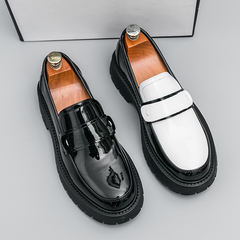 Men's Loafers British-style Business Formal Dress Shoes Gright Leather Shoes Platform Casual Slip-on Men's Shoes plus size 46