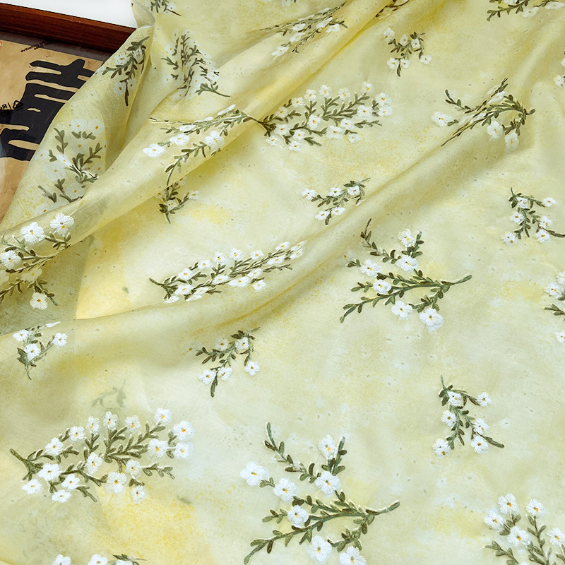 New Chinese Style Digital Printed Embroider Fabric Xiaoyeju Han Dynasty Cheongsam Dress Fabric Handmade DIY