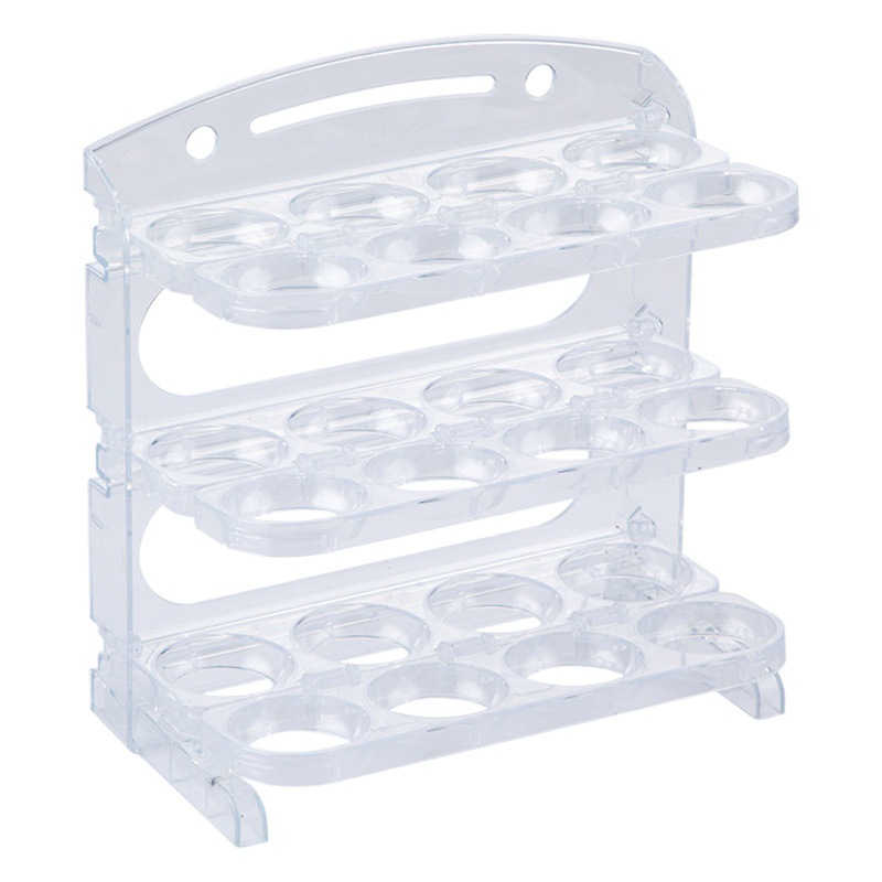 Kitchen egg storage box refrigerator side door storage artifact three-layer egg box flip 24-grid egg tray storage rack