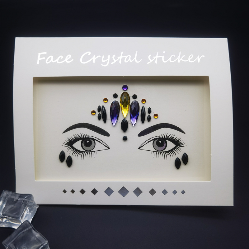 Picture of Internet Celebrity DIY Face Stickers, Eyebrow Stickers, Acrylic Accessories, Colorfulful Forehead Decoration, Masquerade Face Rhinestone Stickers