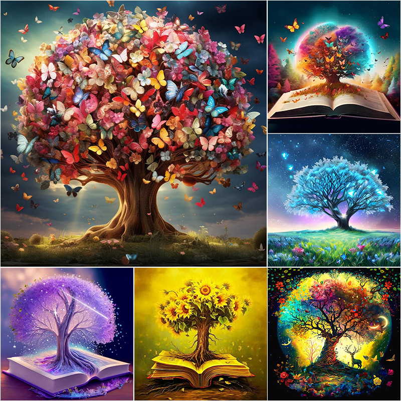 Amazon Cross-border Foreign Trade New Tree Diamond Painting Handmade DIY Diamond Sticker Living Room Bedroom Decorative Painting